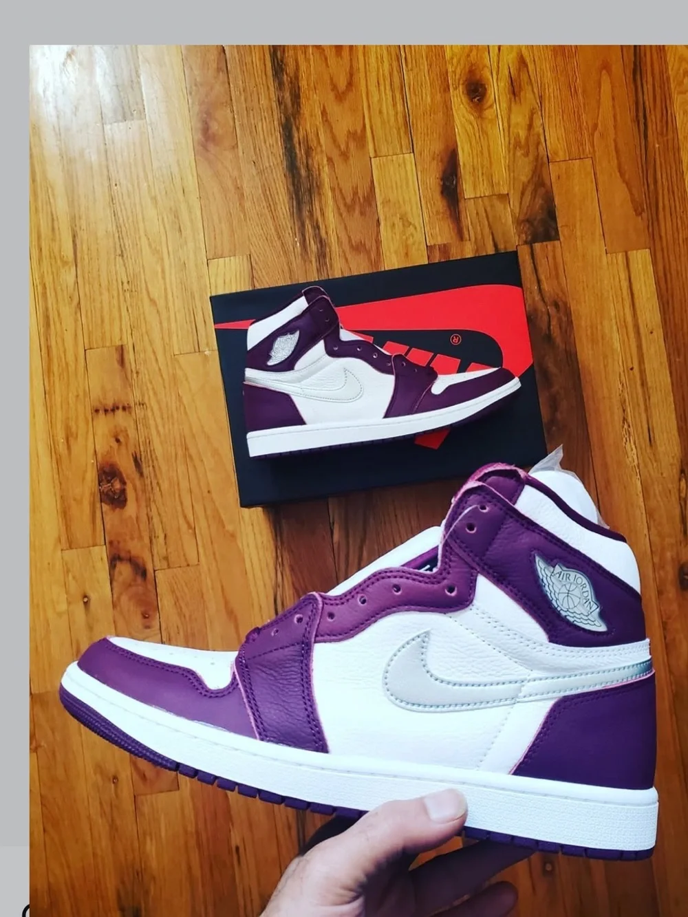 Nike Air Jordan 1 High White & Purple Court Sneakers